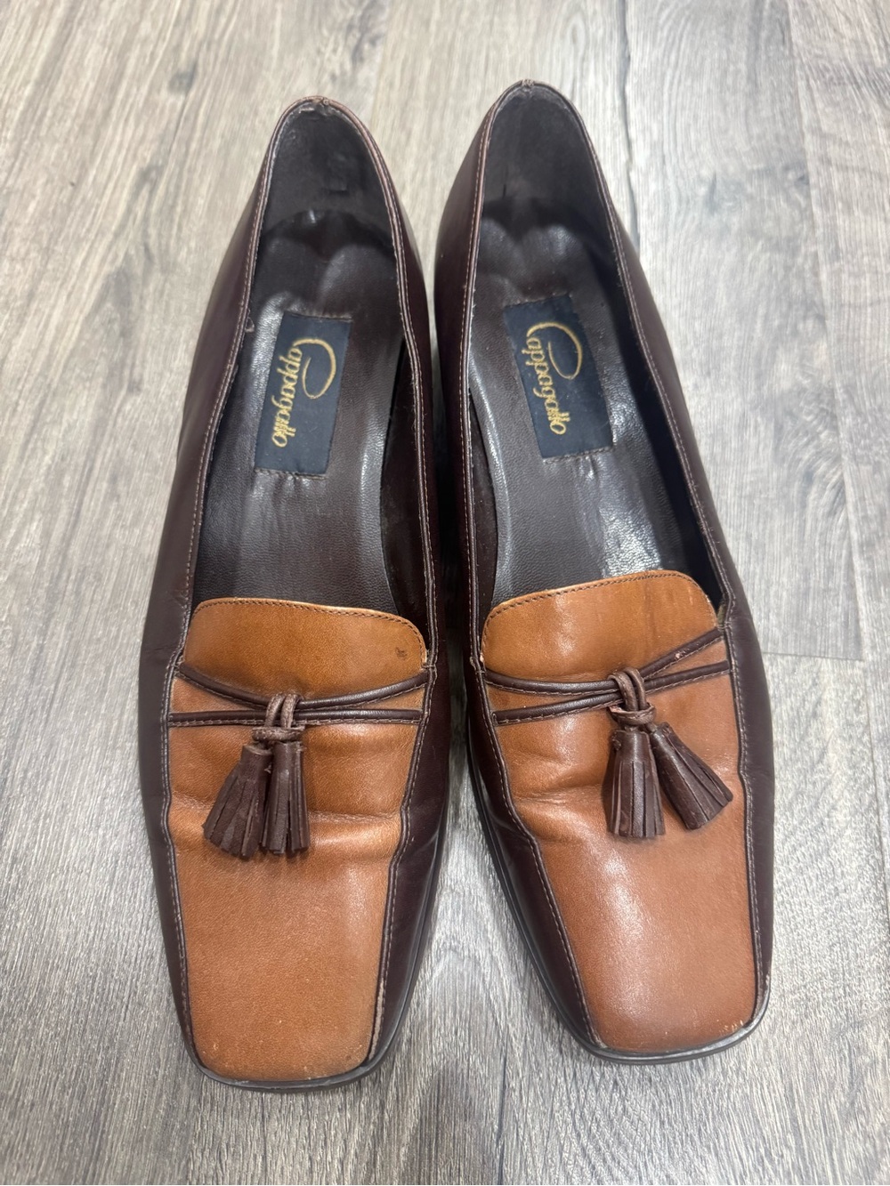 Cappagallo Women’s Two-Tone Brown Leather Tassel Loafers